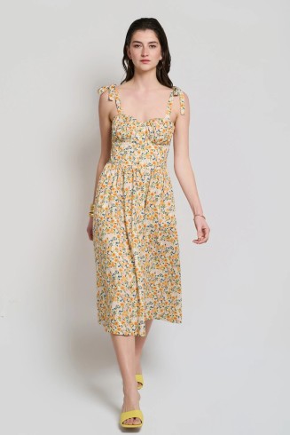 DESIREE FLORAL MIDI ΦΟΡΕΜΑ ΜΕ ΔΕΣΙΜΟ ΣΤΟΥΣ ΩΜΟΥΣ