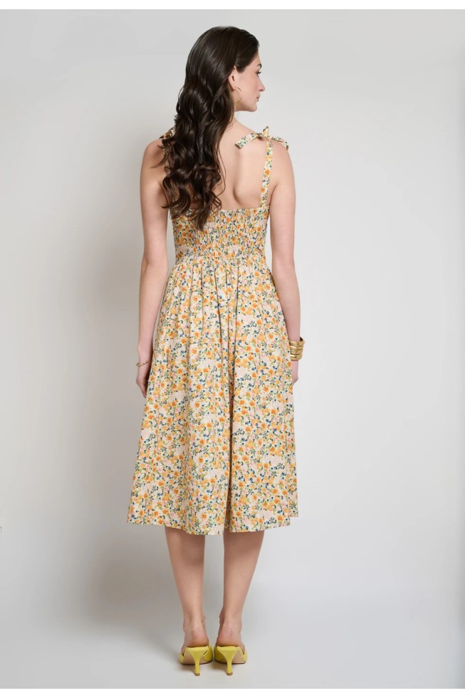 DESIREE FLORAL MIDI ΦΟΡΕΜΑ ΜΕ ΔΕΣΙΜΟ ΣΤΟΥΣ ΩΜΟΥΣ
