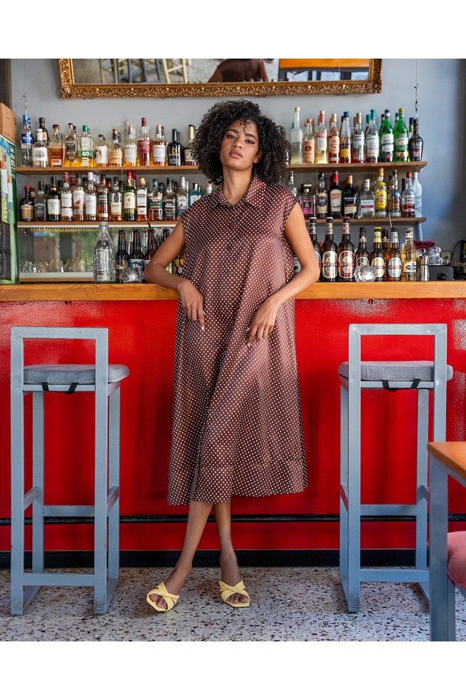 MINUU by SOURLOULOU POLKA DOT SHIRT DRESS