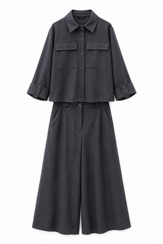 PASSAGER ΣΕΤ ΠΟΥΚΑΜΙΣΟ CROPPED ΜΕ ZIP CULOTTE PASSAGER ΣΕΤ ΠΟΥΚΑΜΙΣΟ CROPPED ΜΕ ZIP CULOTTE